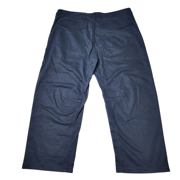 Madewell Darted Barrel Pants Classic Navy Blue Cotton Blend Twill Button Zip 33 - Picture 4 of 12